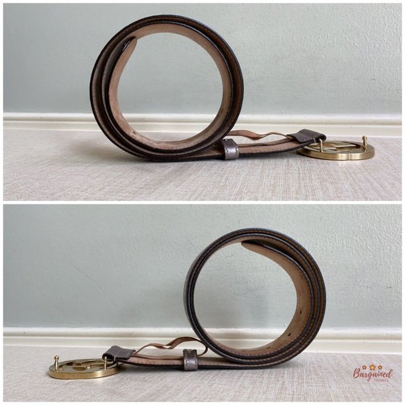 Authentic Gucci Rose Metallic Guccissima Leather Gold Interlocking G Buckle Belt - Picture 11 of 13